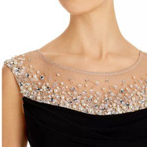 Black Adrianna Papell Illusion Mermaid Gown Size 2